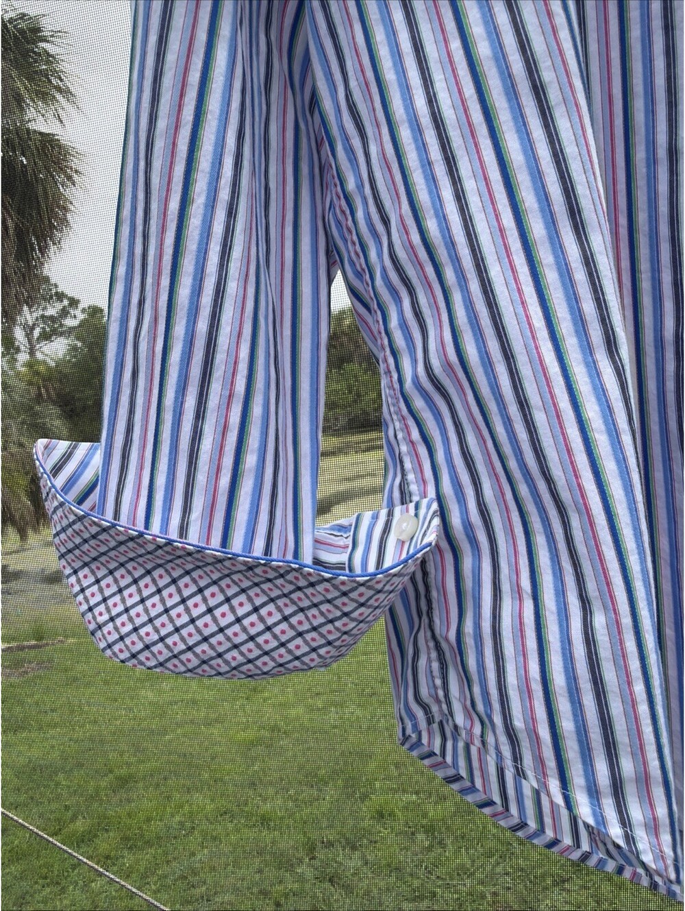 TAILORBYRD DESIGNER BUTTON UP DRESS SHIRT Mens XL Striped Colorful Flip Cuffs - Picture 3 of 9